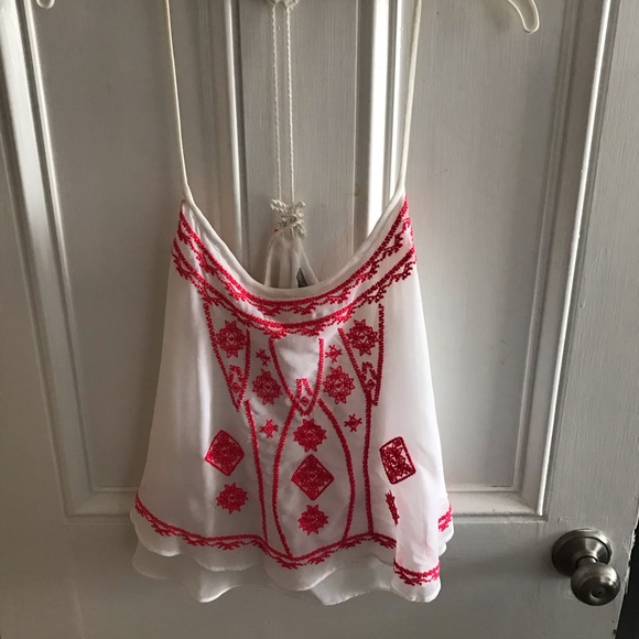 White Tank Top with Pink Detailed Stitching - Picture 2 of 4